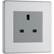 BG Electrical Flatplate Screwless Brushed Steel - Single unswitched, double pole