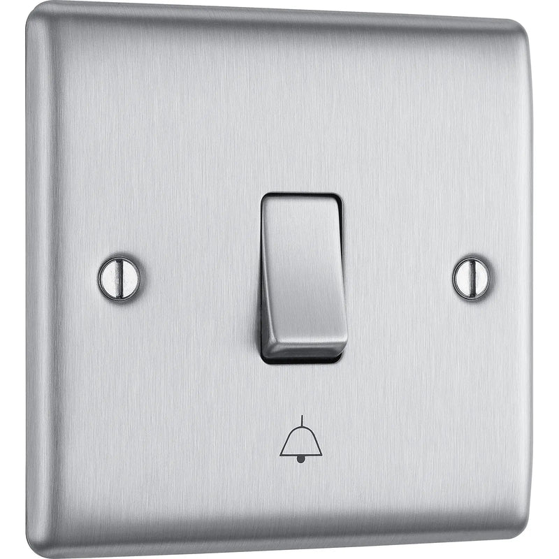 BG Electrical Nexus Metal Brushed Steel - Bell Push Switch