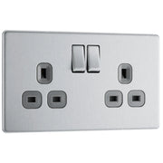 BG Electrical Flatplate Screwless Brushed Steel - Double, switched, double pole