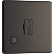 BG Electrical Flatplate Screwless Black Nickel - Unswitched and fused with flex outlet