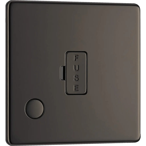 BG Electrical Flatplate Screwless Black Nickel - Unswitched and fused with flex outlet