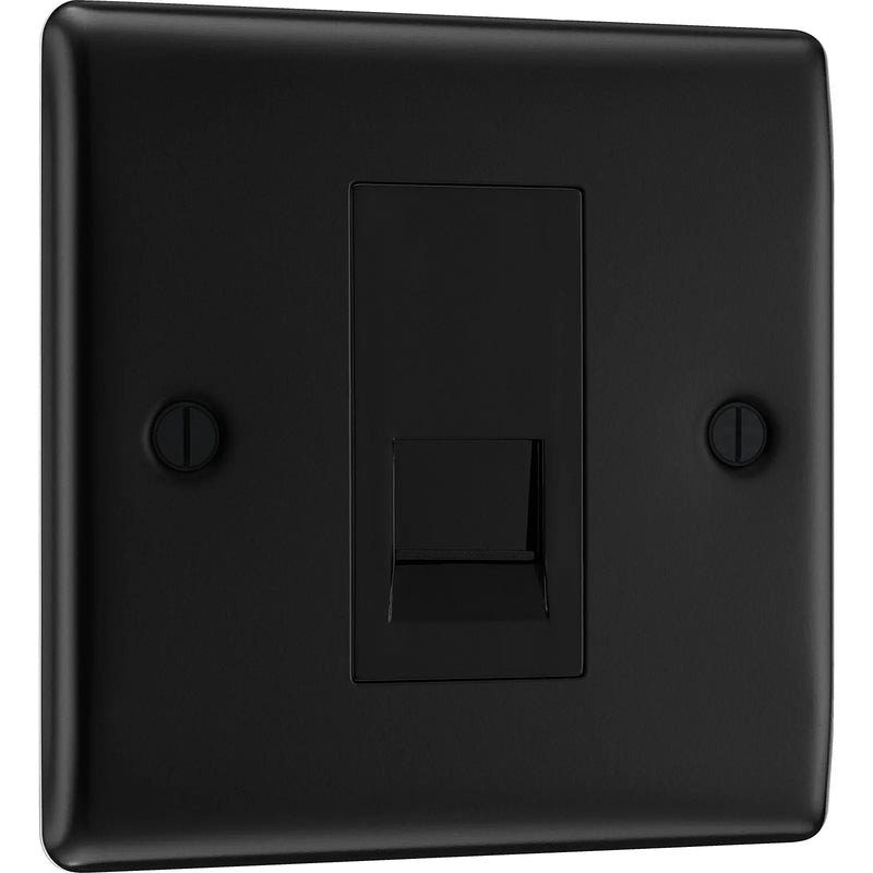 BG Electrical Nexus Metal Matt Black - Single, RJ11 telephone socket