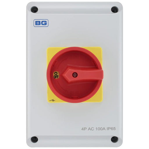 BG Circuit Protection Rotary Isolator 4 Pole - 100A, 4-Pole AC, Rotary Isolator