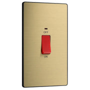 BG Electrical Evolve Satin Brass - 45A, double pole, large plate, with indicator