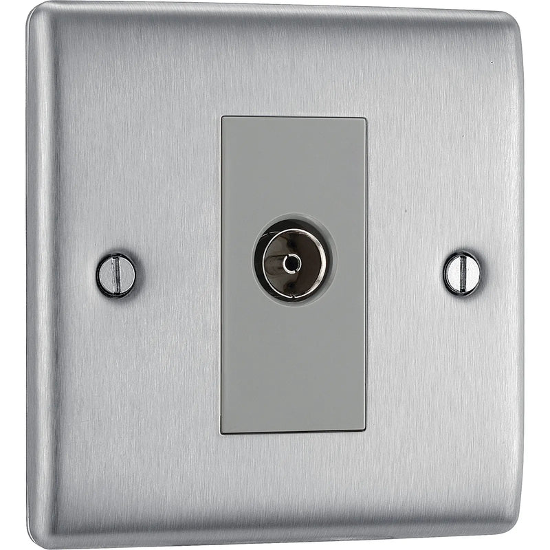 BG Electrical Nexus Metal Brushed Steel - Single, isolated, co-axial