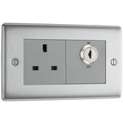 BG Electrical Nexus Metal Brushed Steel - Single, key controlled, double pole
