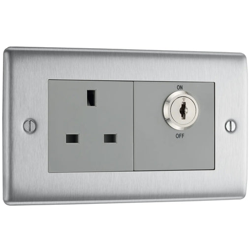 BG Electrical Nexus Metal Brushed Steel - Single, key controlled, double pole