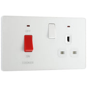 BG Electrical Evolve Pearlescent White - 45A, double pole, with switched socket and indicators