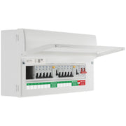 BG Circuit Protection Dual RCD SPD - 19 module, 12 way, 100A Main Switch, 2 x 80A Type A RCD, Type 2 SPD