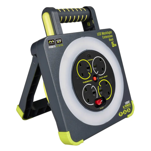 Masterplug Pro XT - 5m, 4 Sockets, 13A, Grey + Green