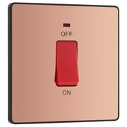 BG Electrical Evolve Polished Copper - 45A, double pole, single plate, with indicator
