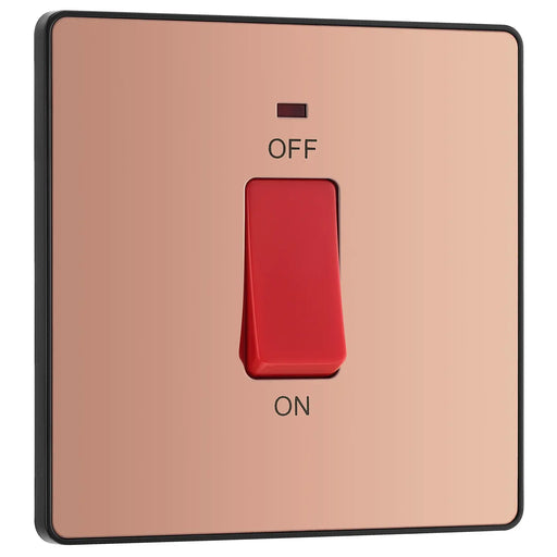 BG Electrical Evolve Polished Copper - 45A, double pole, single plate, with indicator