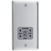 BG Electrical Nexus Metal Brushed Steel - 115/240V dual voltage shaver socket