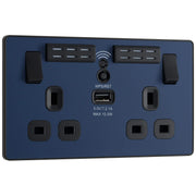 BG Electrical Evolve Matt Blue - Double, switched, single pole, WiFi Extender + USB A
