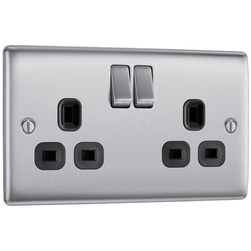 BG Electrical Nexus Metal Brushed Steel - Double, switched, double pole