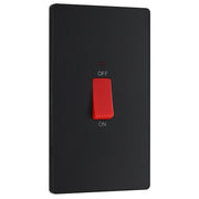 BG Electrical Evolve Matt Black - 45A, double pole, large plate, with indicator