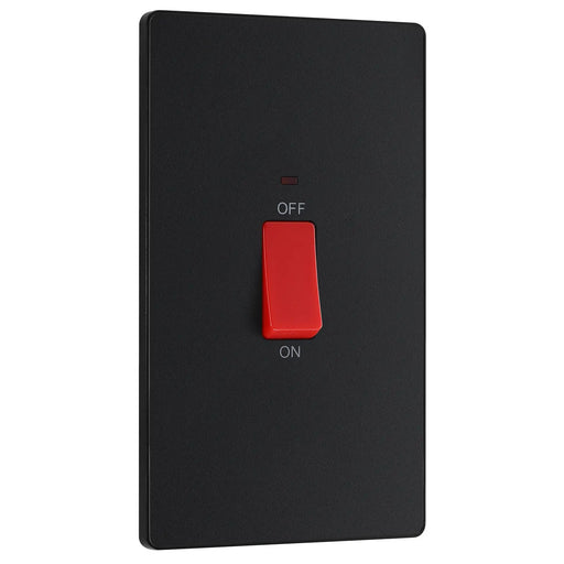 BG Electrical Evolve Matt Black - 45A, double pole, large plate, with indicator