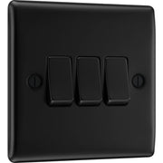 BG Electrical Nexus Metal Matt Black - Triple, 2 way switch