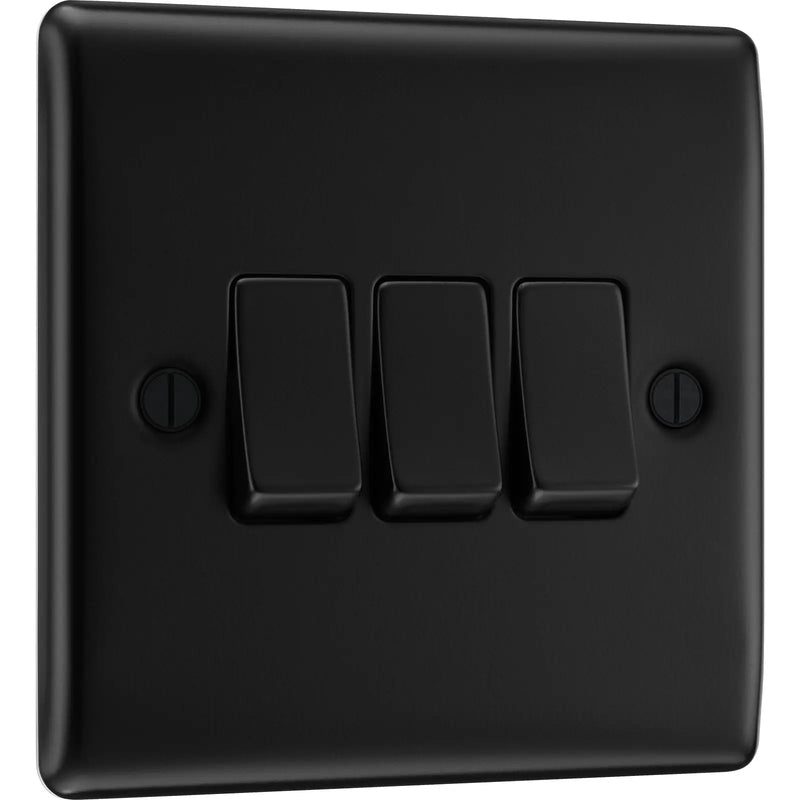 BG Electrical Nexus Metal Matt Black - Triple, 2 way switch