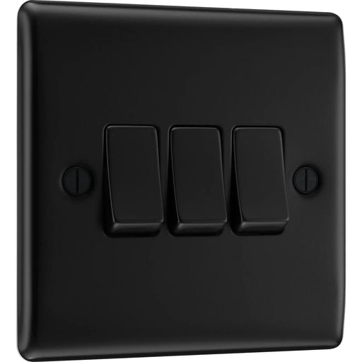 BG Electrical Nexus Metal Matt Black - Triple, 2 way switch