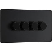 BG Electrical Evolve Matt Black - Quadruple, 2 way push 200W