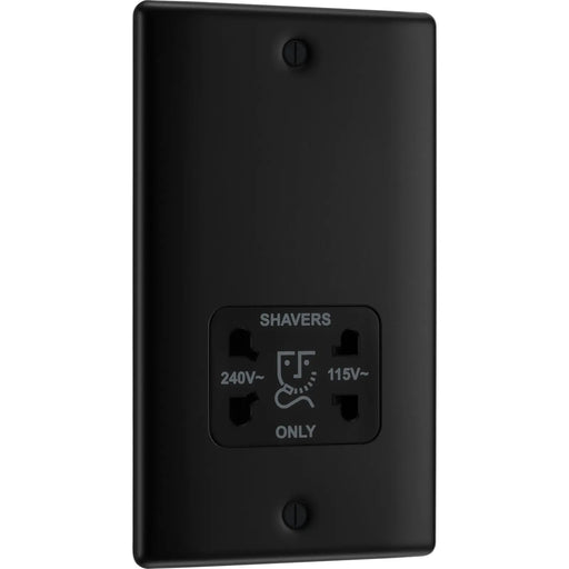 BG Electrical Nexus Metal Matt Black - 115/240V dual voltage shaver socket