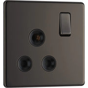 BG Electrical Flatplate Screwless Black Nickel - 15A single, switched, round pin