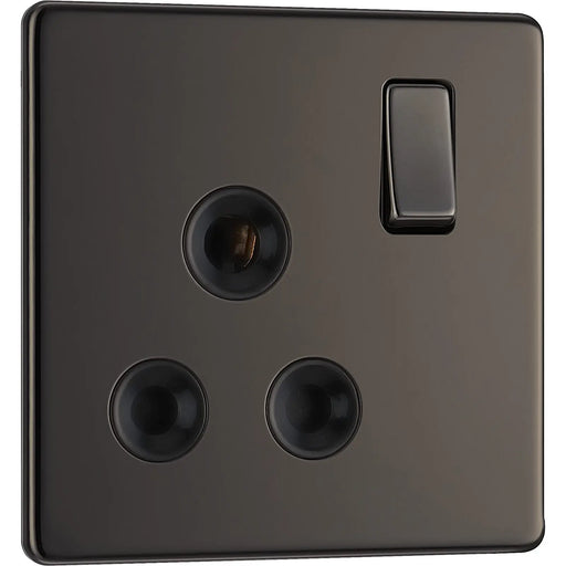 BG Electrical Flatplate Screwless Black Nickel - 15A single, switched, round pin