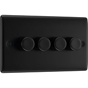 BG Electrical Nexus Metal Matt Black - Quadruple 2 way push 200W