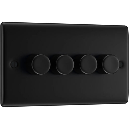 BG Electrical Nexus Metal Matt Black - Quadruple 2 way push 200W
