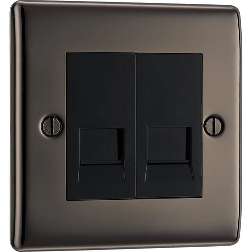 BG Electrical Nexus Metal Black Nickel - Double, telephone socket, secondary