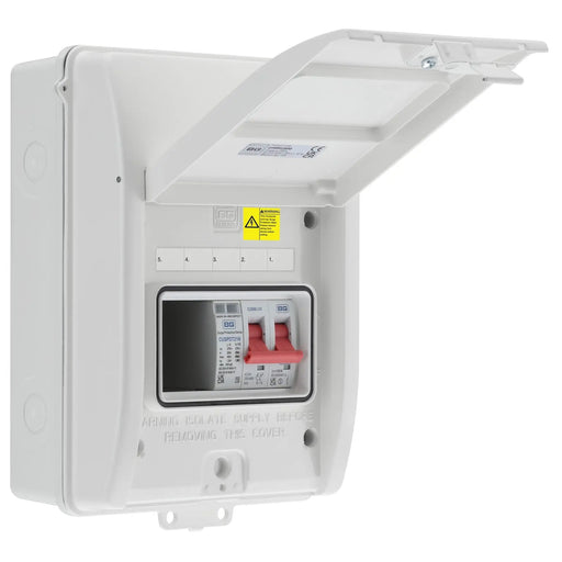 BG Circuit Protection IP65 Weatherproof - 5 module, 2 way, 100A Main Switch, Type 2 SPD