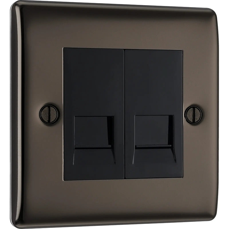 BG Electrical Nexus Metal Black Nickel - Double, telephone socket, master