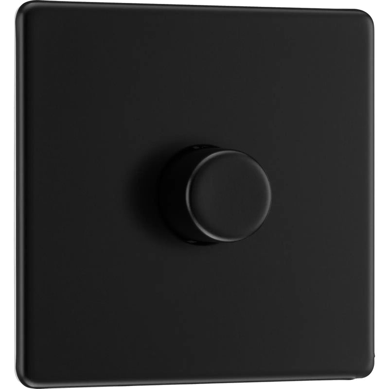 BG Electrical Flatplate Screwless Matt Black - Single, 2 way push 200W