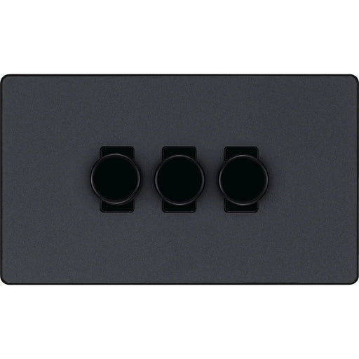 BG Electrical Evolve Matt Grey - Triple, 2 way push 200W