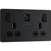 BG Electrical Evolve Matt Black - Double switched single pole, with USB A + C (22W)