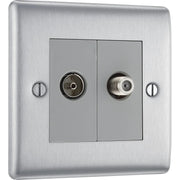 BG Electrical Nexus Metal Brushed Steel - Double, satellite and co-axial