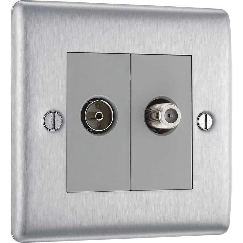 BG Electrical Nexus Metal Brushed Steel - Double, satellite and co-axial