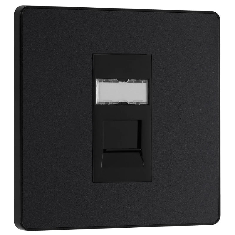 BG Electrical Evolve Matt Black - Single, RJ45 telephone socket