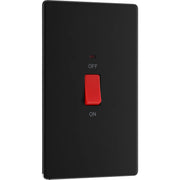 BG Electrical Flatplate Screwless Matt Black - 45A, double pole, large plate, with indicator