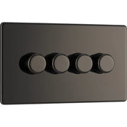 BG Electrical Flatplate Screwless Black Nickel - Quadruple, 2 way push 200W