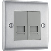 BG Electrical Nexus Metal Brushed Steel - Double, telephone socket, master