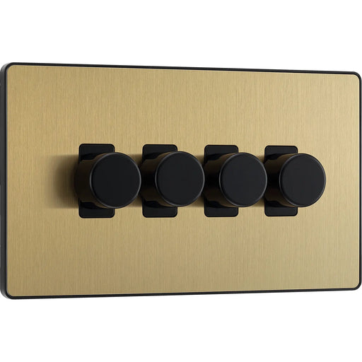 BG Electrical Evolve Satin Brass - Quadruple, 2 way push 200W