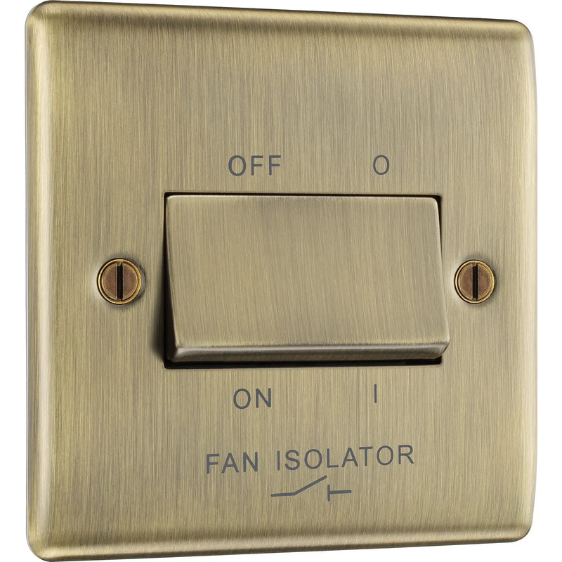 BG Electrical Nexus Metal Antique Brass - Triple pole fan isolator