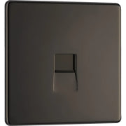 BG Electrical Flatplate Screwless Black Nickel - Single telephone socket, secondary