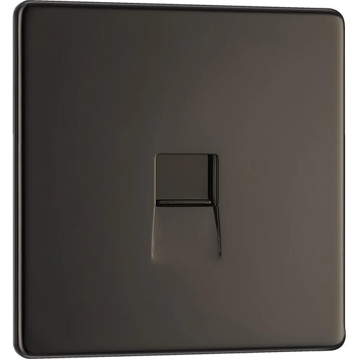 BG Electrical Flatplate Screwless Black Nickel - Single telephone socket, secondary