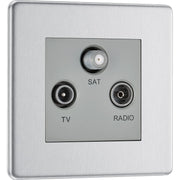 BG Electrical Flatplate Screwless Brushed Steel - Triple TV/FM/SAT triplex - screened