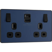 BG Electrical Evolve Matt Blue - Double switched single pole, with USB A + C (45W)