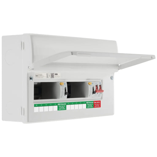 BG Circuit Protection Dual RCD - 16 module, 10 way, 100A Main Switch, 2 x 80A Type A RCD