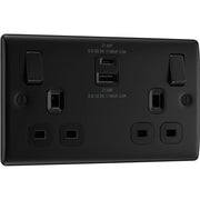 BG Electrical Nexus Metal Matt Black - Double switched single pole, with USB A + C (22W)